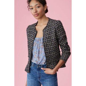 REBECCA TAYLOR Multi Tweed Peplum Jacket Blazer